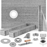 VEVOR Shower Curb Kit 38" x 60" Watertight Shower Curb Overlay with 4" PVC Offset Bonding Flange, 4" Stainless Steel Grate, 2 Cuttable Shower Curb and Trowel, Shower Pan Slope Sticks Fit for Bathroom