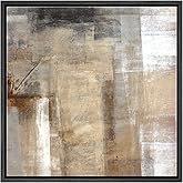SIGNWIN Framed Canvas Print Wall Art Faded Textured Brown, Black & White Color Blocks Abstract Shapes Illustrations Minimalis