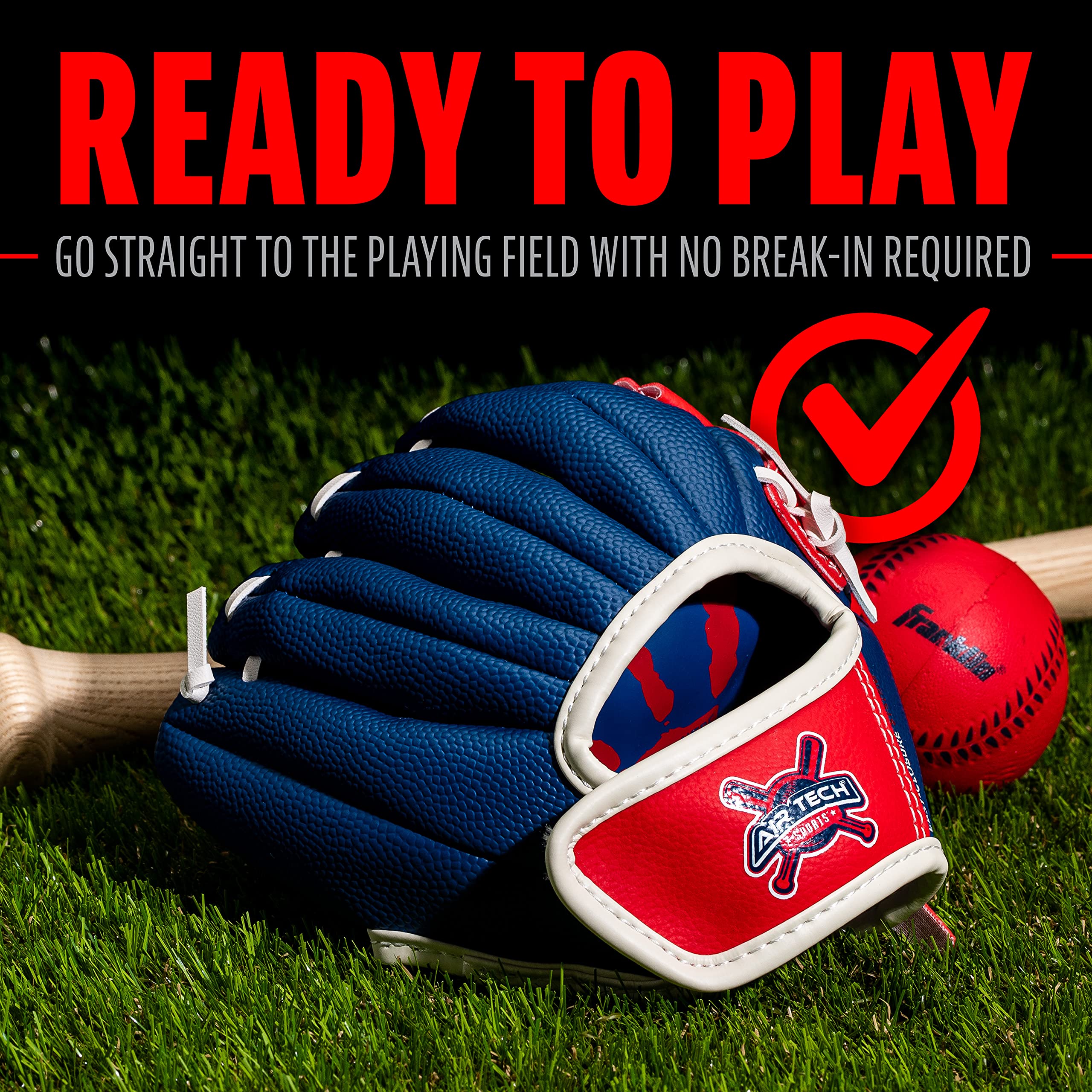 Franklin Sports Air Tech Baseball Glove with Ball - Tee Ball - Soft Air Tech Foam