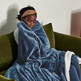 Bedsure Sherpa Fleece Throw Blanket 130x150cm Slate Blue view 5
