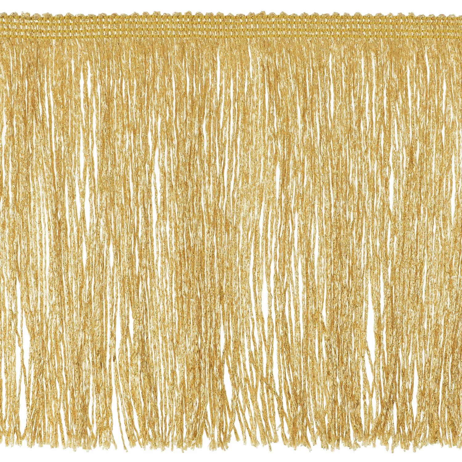 Trims By The Yard 12″ Glitter Chainette Fringe Trim, Polyester-Made Decorative Fringe Trim, Versatile Fringes for Costumes, Uniforms, Home Decor, and Party Decorations, 10 Yards, Gold