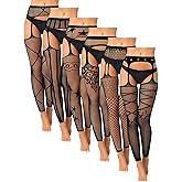 Bencailor 6 Pairs Fishnet Stockings for Women Footless Tights High Waist Suspender Pantyhose Garter Belt Leggings for Halloween(Star)