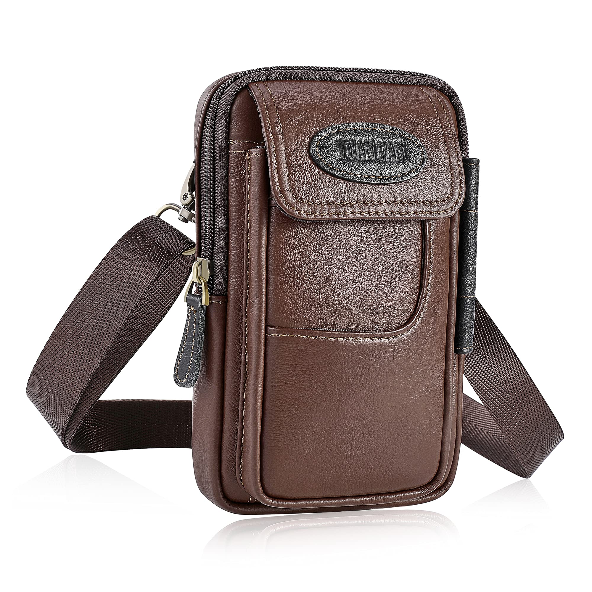 Men Leather Mobile Phone Bag Waist Holster Case Small,Belt Clip Cellphone Belt Pouch Shoulder Bag for Men Women Sport Compatible with IPhone,Samsung