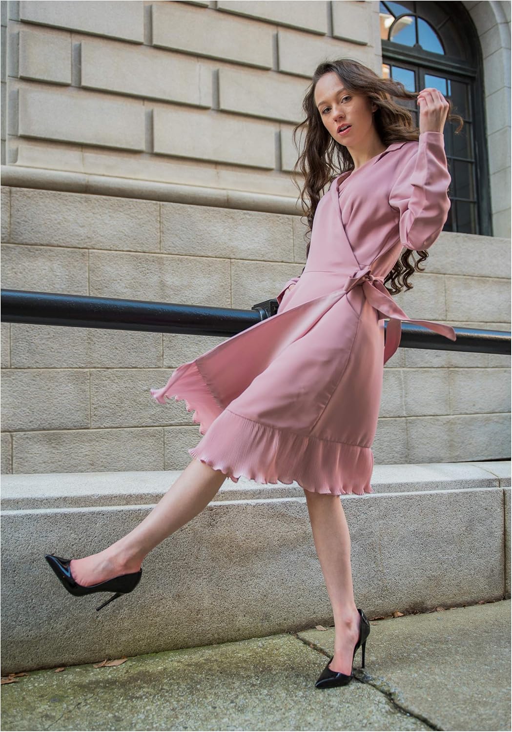 pink blush wrap dress