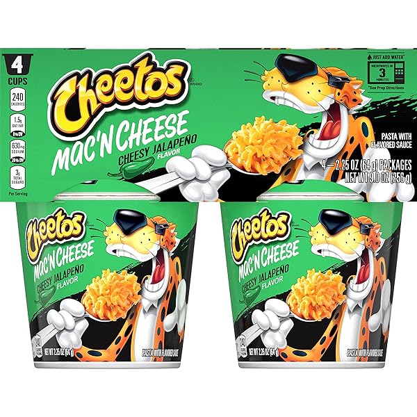 MAC N CHEETOS CHEESY JALAPENO, 2.25 OZ, 4 PACK TUBS