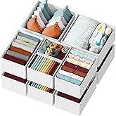 Drawer Organizer Clothes Set of 12 White-Grey - Dresser Organizer For Nursery, Bedroom, Closet - Perfect Baby Clothes Organizer and Storage & General Nursery Organization or Dresser Drawer Organizers