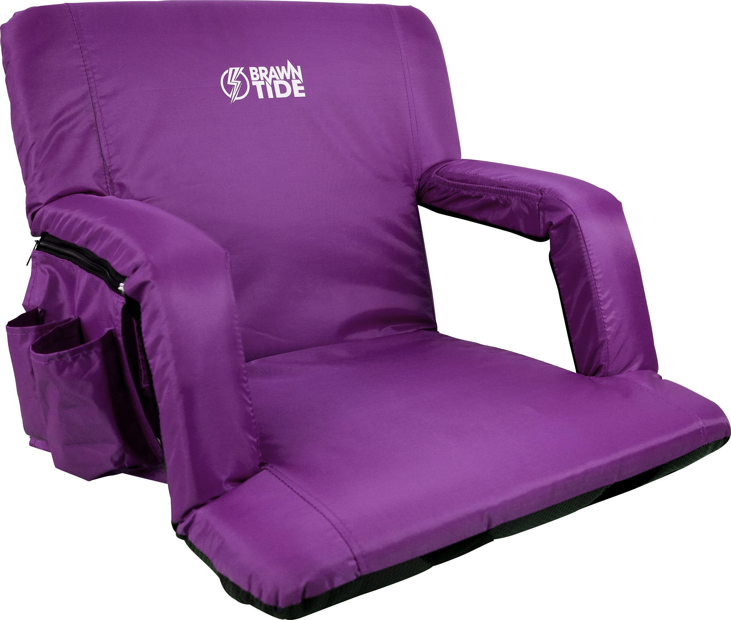 Brawntide Portable Stadium Seat Chair - Extra Thick Padding, Adjustable Bleacher Strap, Shoulder Straps, 4 Pockets, Water Resistant, Ideal for Sporting Events, Beaches, Parks, Camping