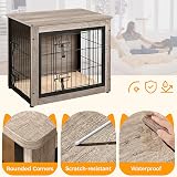 Yaheetech Dog Crate Furniture End Table with Double Doors Gray Wood Metal view 6