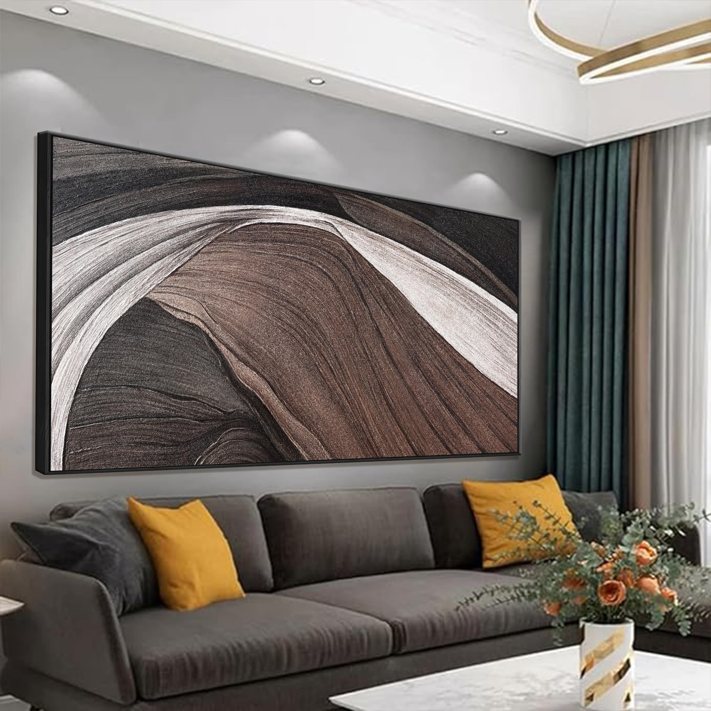 Large Abstract Wall Art For Living Room Black And White Canvas Art Wall ...