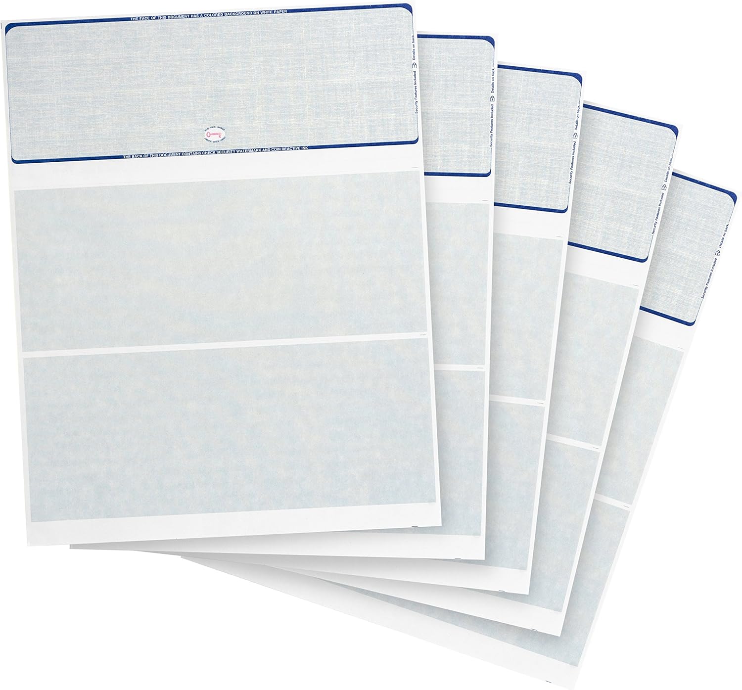 500 Blank Check Stock- Designed for Secure Computer Printed Checks with Quickbooks, and more - Blue Linen Pattern- 500 Sheets - 8.5'' x 11'' : Office Products