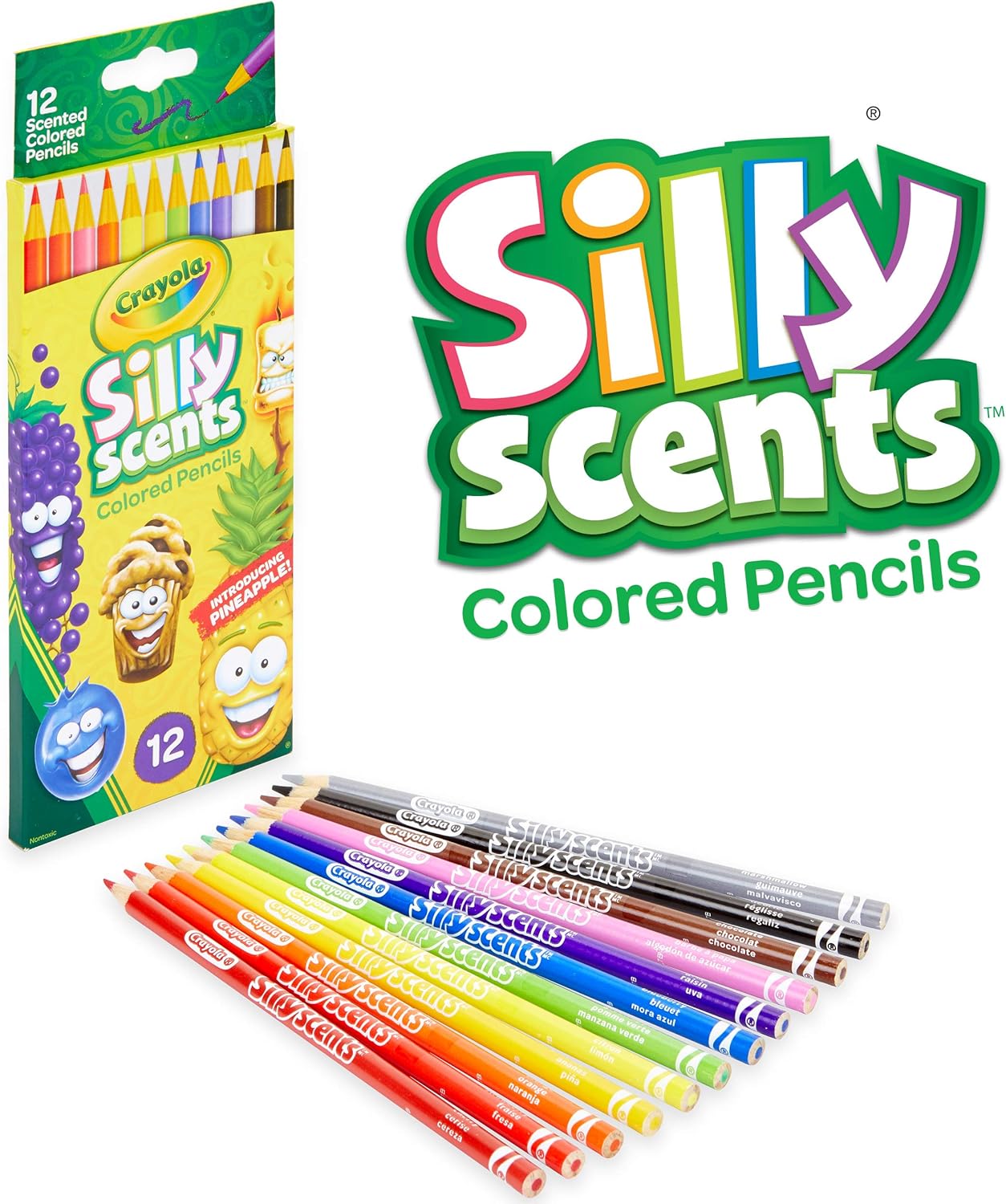 Crayola Silly Scents Scented Colored Pencils, Gift for Kids, 12ct, Assorted, 0.3 x 3.5 x 8.4 inches: Toys & Games