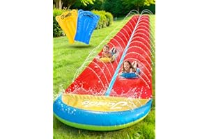 JAMBO 24Ft XL Slip Splash and Slide and 2 Bodyboards, Heavy Duty Lawn Water Slide, Summer Water Toy with Sprinkler for Backya