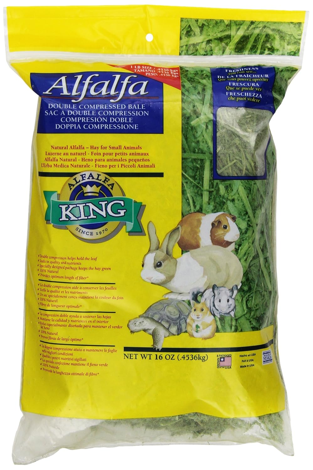 Alfalfa King Double Compressed Alfalfa Hay Pet Food Treat, 12 By 9 By 2-Inch