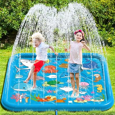 Chennyfun 68'' Splash Pad Sprinkler & Splash Play Mat Kids Water Toy