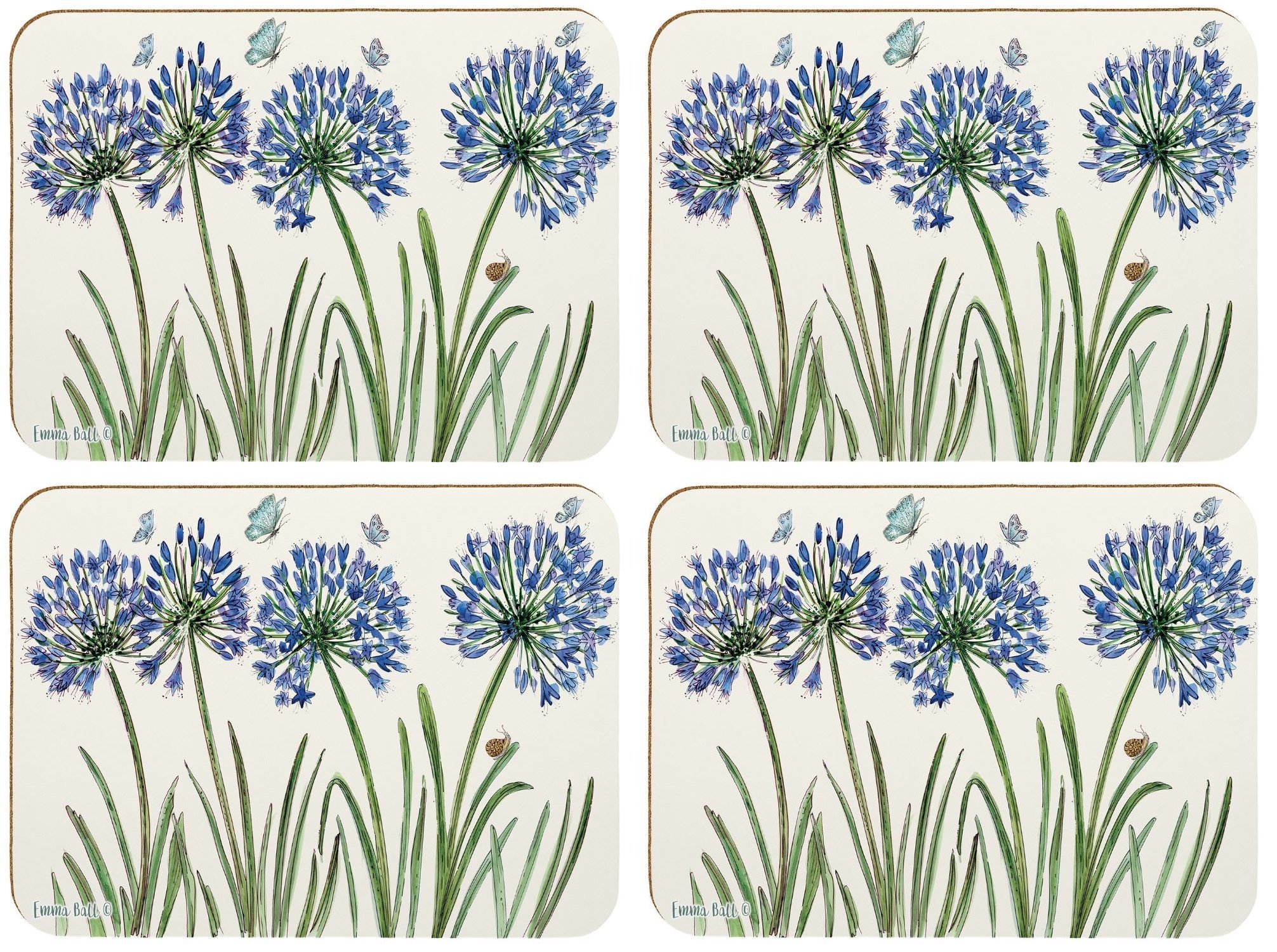 Emma Ball - "Caroline Cleave Agapanthus Placemats - Set of 4