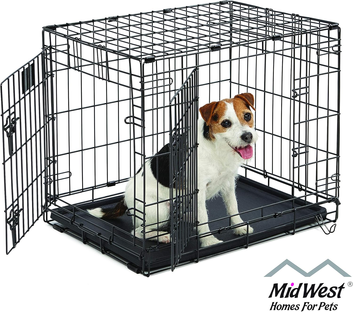 MidWest Life Stages DoubleDoor Folding Metal Dog Crate, 24 Inches by 18 Inches by 21 Inches