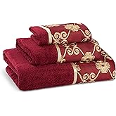 Zahari Home Elegant Rose Classic Luxury Bath Towel Set - 3 Piece Towel Set - Bath Towel, Hand Towel and Wash Towel for Contemporary Bathroom Decor