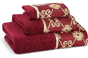 Zahari Home Elegant Rose Classic Luxury Bath Towel Set - 3 Piece Towel Set - Bath Towel, Hand Towel and Wash Towel for Contemporary Bathroom Decor