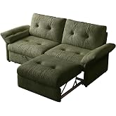 81.5" Convertible Sofa Bed, 2-in-1 Pull Out Sleeper Couch, Chenille Fabric Loveseat, Foam Cushion with Solid Wood Frame Support 600 lbs, Space Saving Guest Bed for Living Room,Apartment,Office, Green