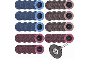 2-Inch Fine/Medium/Coarse Assorted Roll Lock Sanding Discs by LotFancy - 45PCS Surface Conditioning R-Type Quick Change Disc 