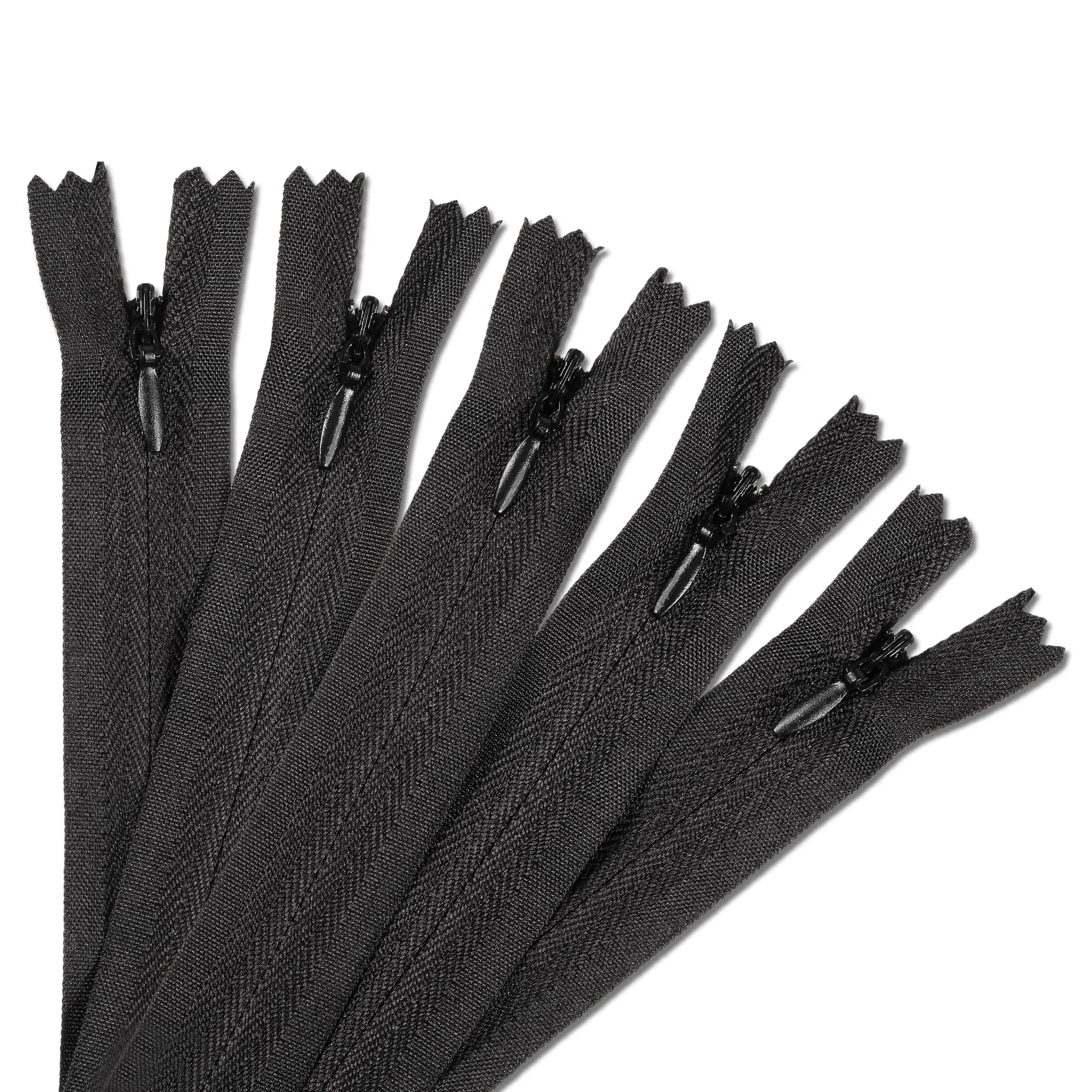 5pcs Invisible Zips, Black Zips, 16 Inch / 40cm Nylon Closed-Ended Concealed Zipper, Plastic Zip Fixer for Tailor Sewing Tools Craft Dressmaking Pillows Cushions Skirts Clothes Bags Pants