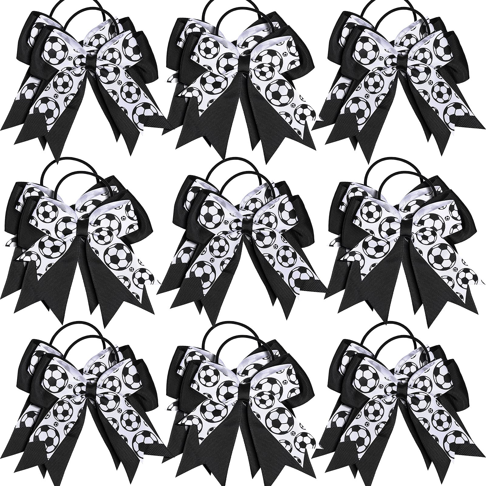 Photo 1 of WILLBOND 20 Pieces Soccer Hair Ties Elastic Soccer Ball Hair Accessories for Girl Women Player School Team Football Birthday Party (Black, White)