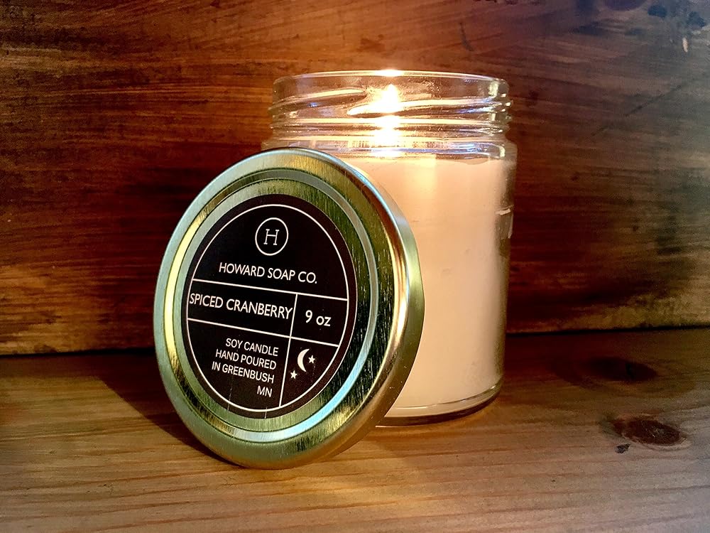 Handpoured Soy Blend Candle 9oz Spiced Cranberry Handmade
