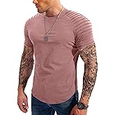 Pinkbomb Men's Muscle T-Shirts Fashion Tee Short Sleeve Athletic Workout Gym Slim Fit T Shirts for Men