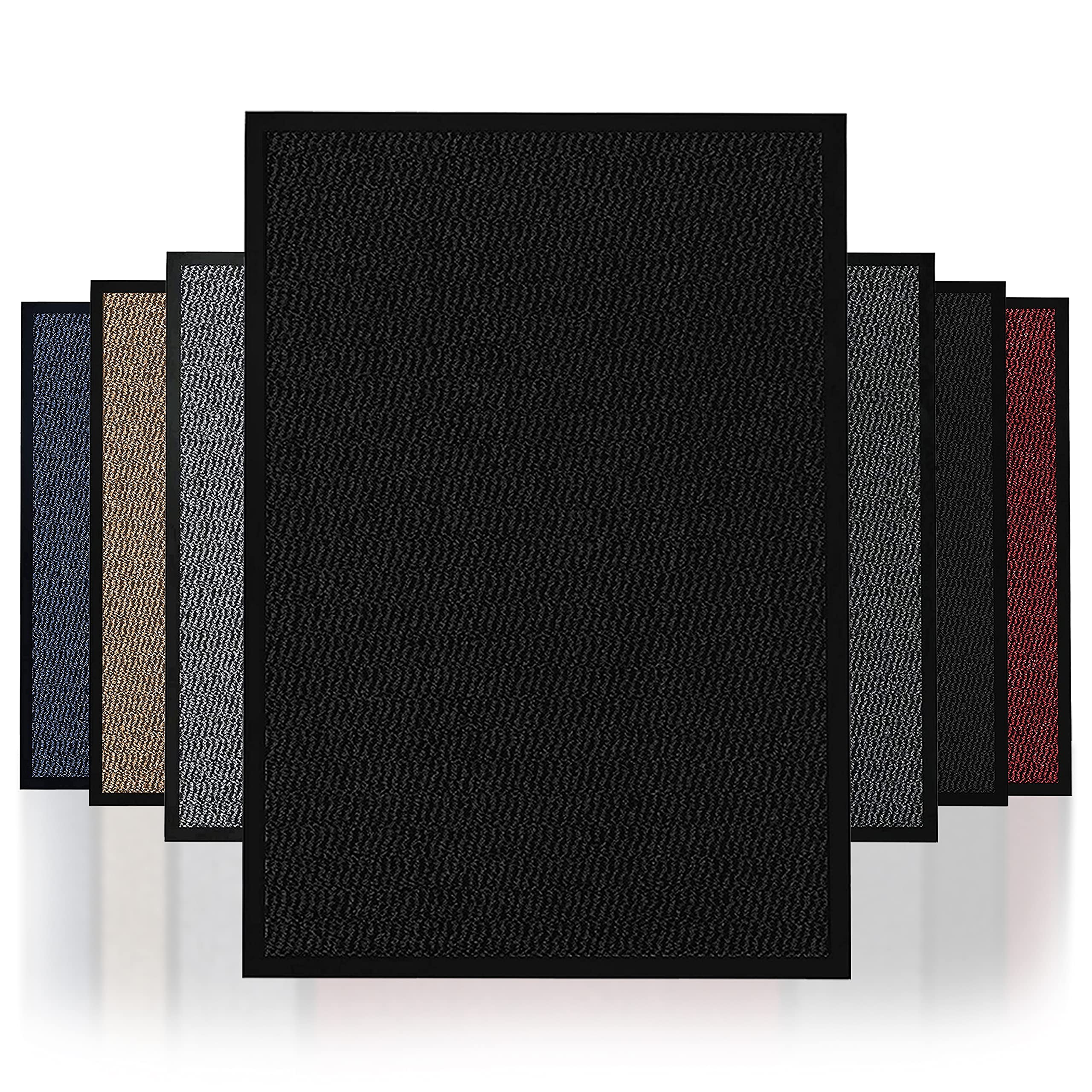 NAUSHA Barrier Door Mat Heavy Duty Rubber Non-Slip Floor & Kitchen Mat Easy Clean Absorbent Soft Feel Entrance Rug Floor Mat (Black, 40x60 cm)