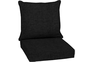 Arden Selections Outdoor Deep Seat Set, 24 x 24, Rain-Proof, Fade Resistant, Deep Seat Bottom and Back Cushion 24 x 24, Black Leala