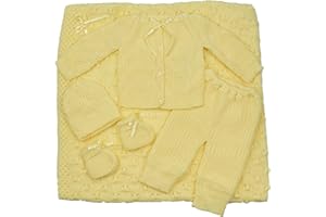 FLVFF Baby Crochet Blanket Outfit Newborn Beautiful Clothing 5 Pieces Set (BB3)