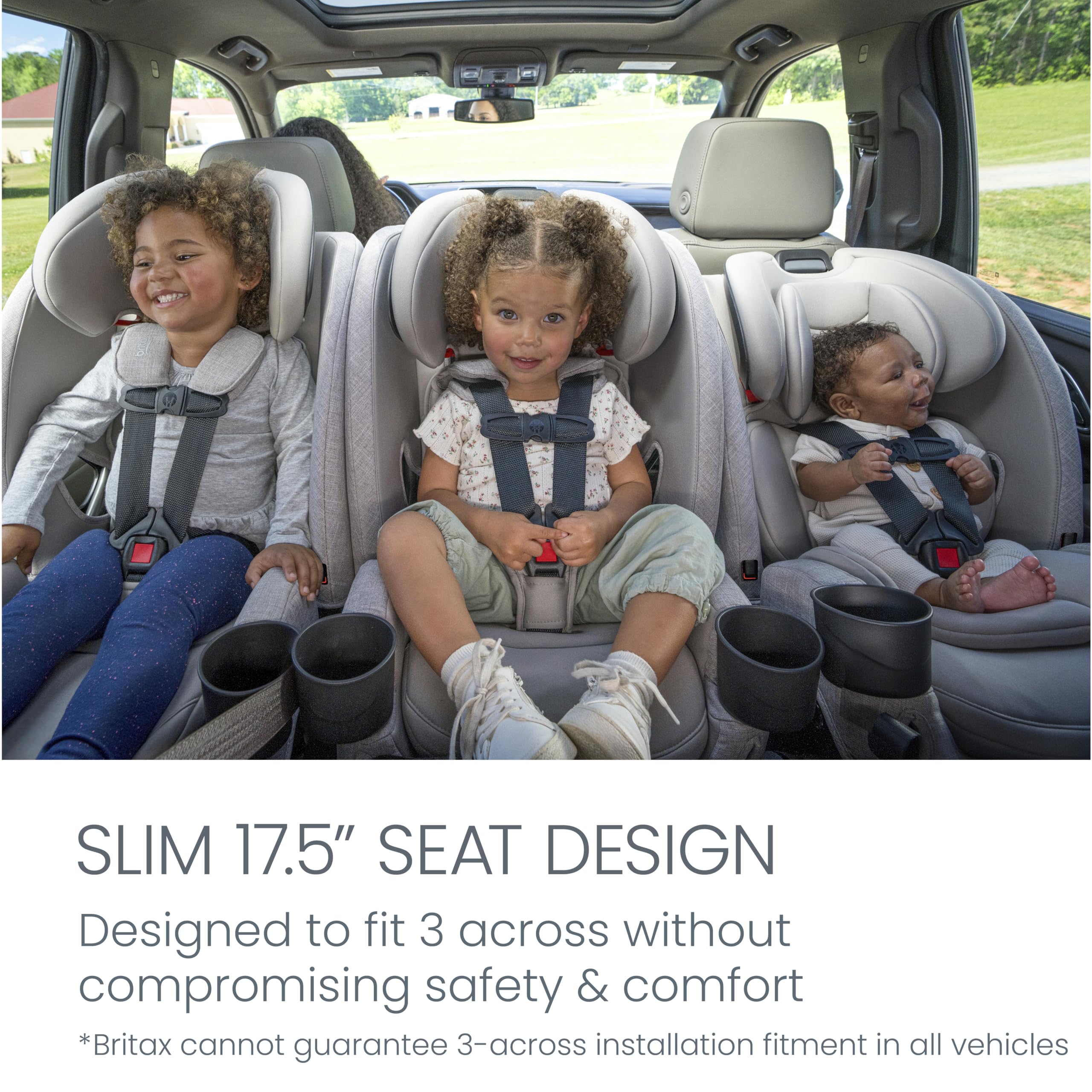 Britax One4Life Slim All-in-One Car Seat, 10 Years of Use, 17.5” SpaceSaver Design, Converts from Rear-Facing Infant Car Seat to Forward-Facing Booster Seat, ClickTight Installation, Raven Black