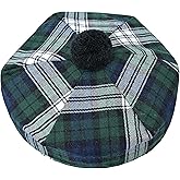 Tam o Shanter - Traditional Scottish Hat for Men, Authentic Bonnet Acrylic Wool Women Cap with Pom-Pom, One Size Fits for All