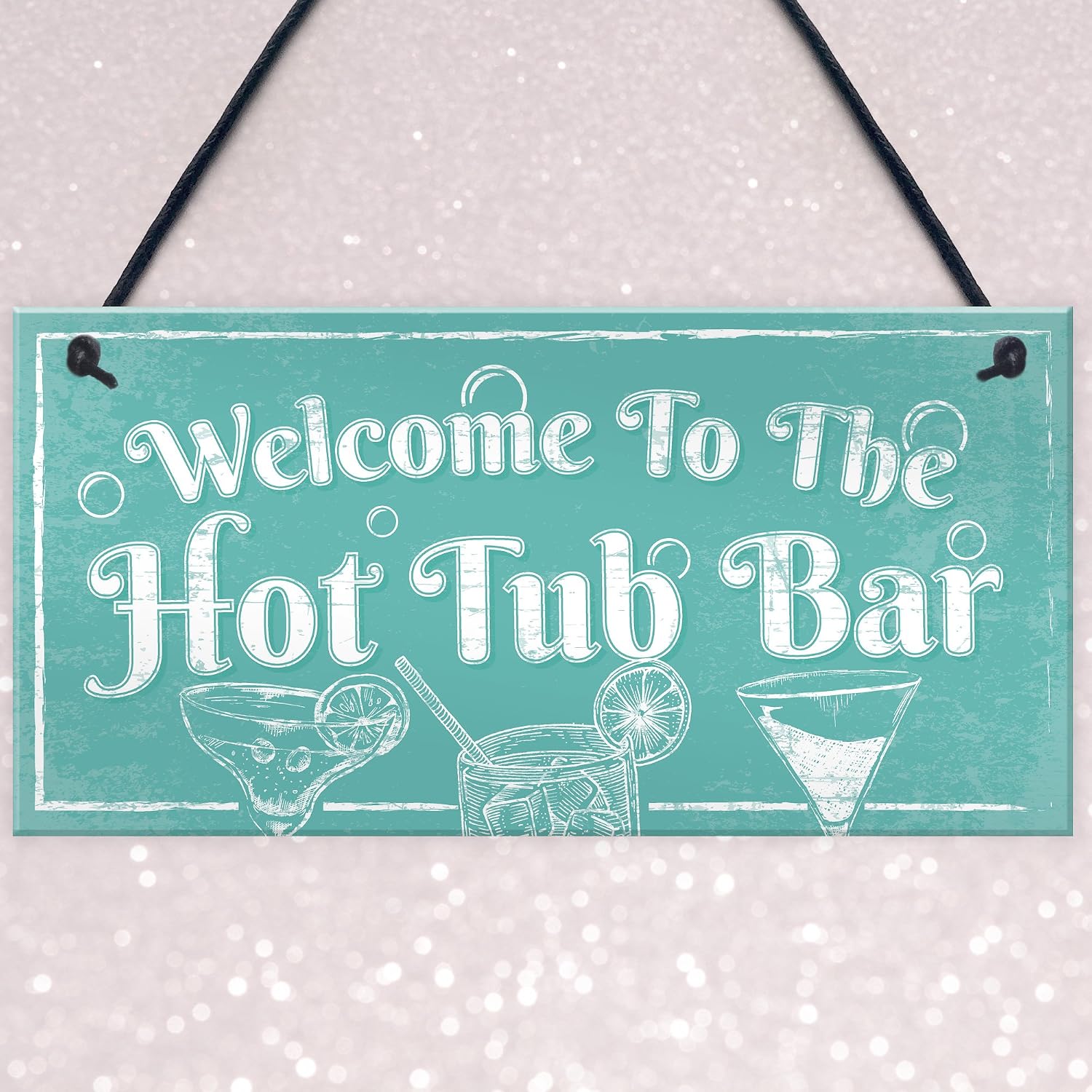 Red Ocean Welcome To The Hot Tub Bar Novelty Garden Shed Pool Hanging Plaque Outdoor Sign, blue - Image 4