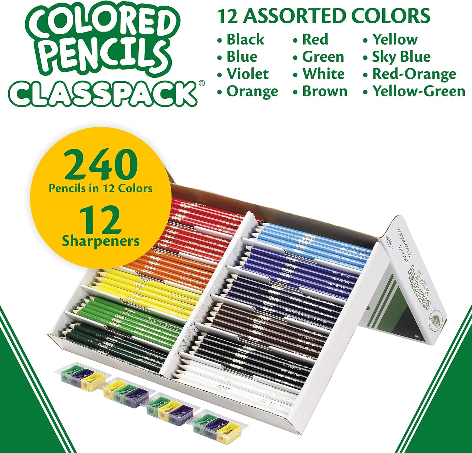 Crayola Colored Pencils, Bulk Classpack, Classroom Supplies, 12 Assorted Colors, 240 Count, Standard: Toys & Games