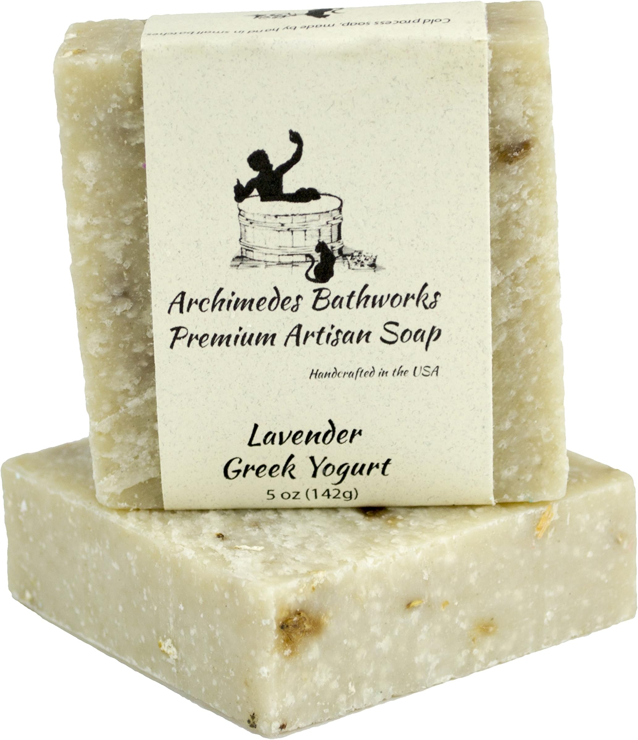 Handmade Natural Soap - Made in USA - Hand Soap - Bath Soap - Face Soap - One 4.5 oz Bar - Organic Ingredients (Lavender Greek Yogurt, 1 bar)