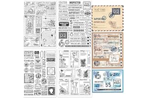 GLOBLELAND 4 Sheets Big Size Vintage Postage Postcard Clear Stamps for Card Making 11.7x8.3inch Text Background Silicone Stamp Seals Transparent Stamps for DIY Scrapbooking Journals Decorative Photo