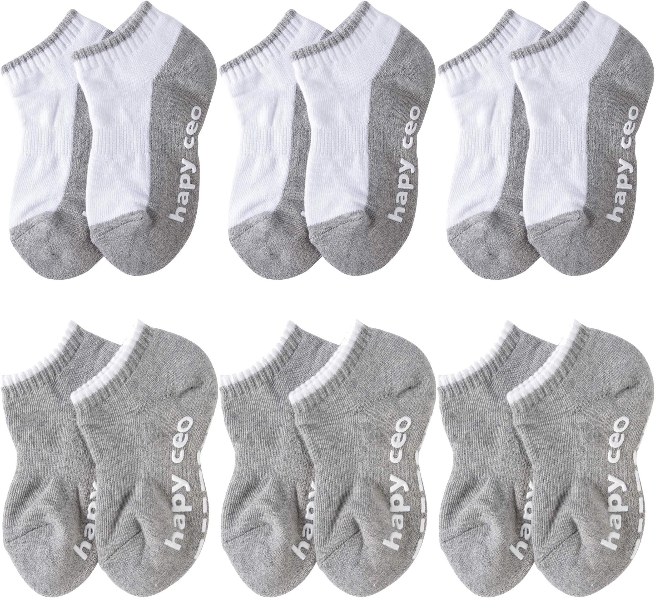 Toddler Grip Socks, HAPYCEO 6 Pack Non-skid Athletic Cotton Ankle Socks for Toddler Boys Girls
