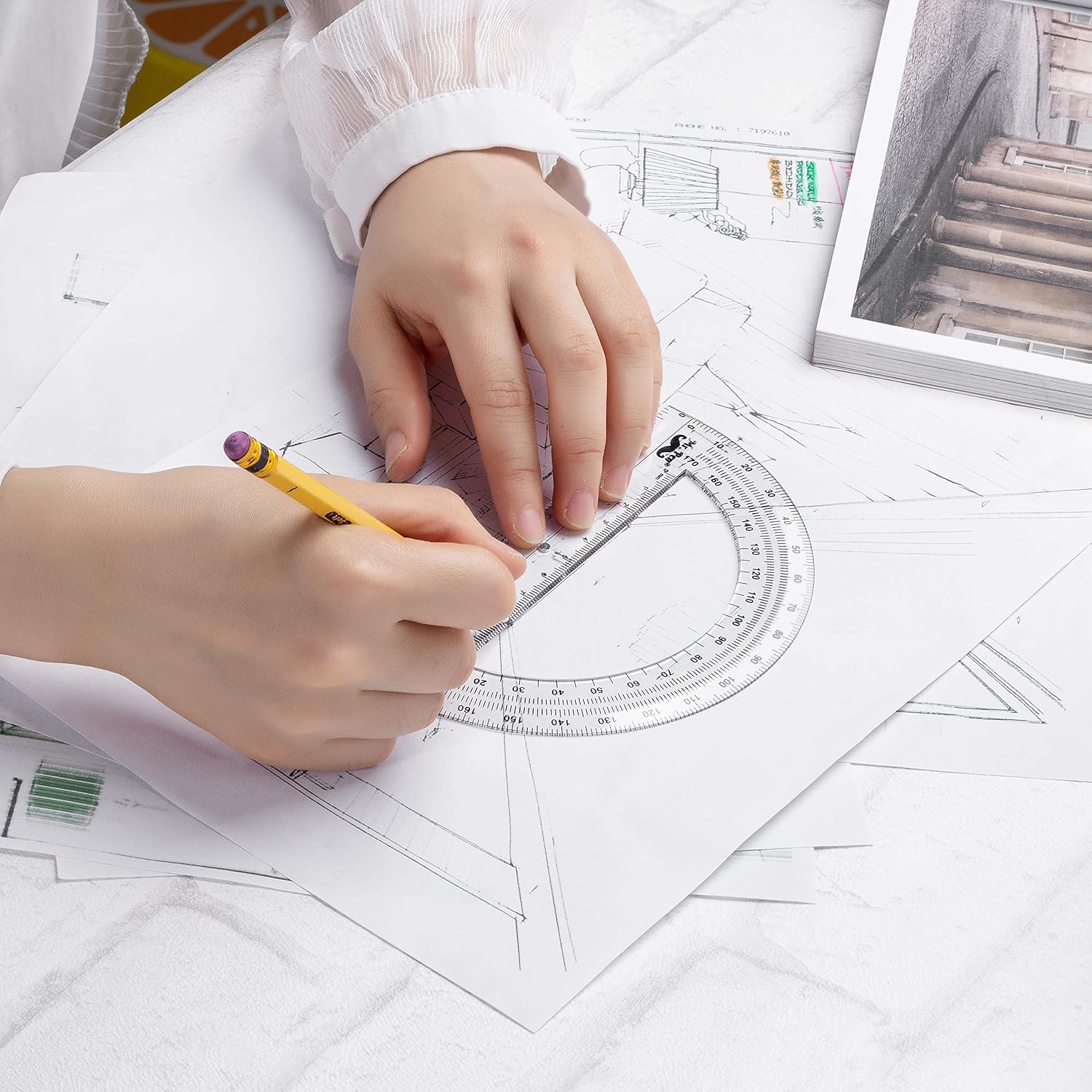 Mr. Pen Protractor, 6 Inches Protractor, Pack of 3 : Office Products