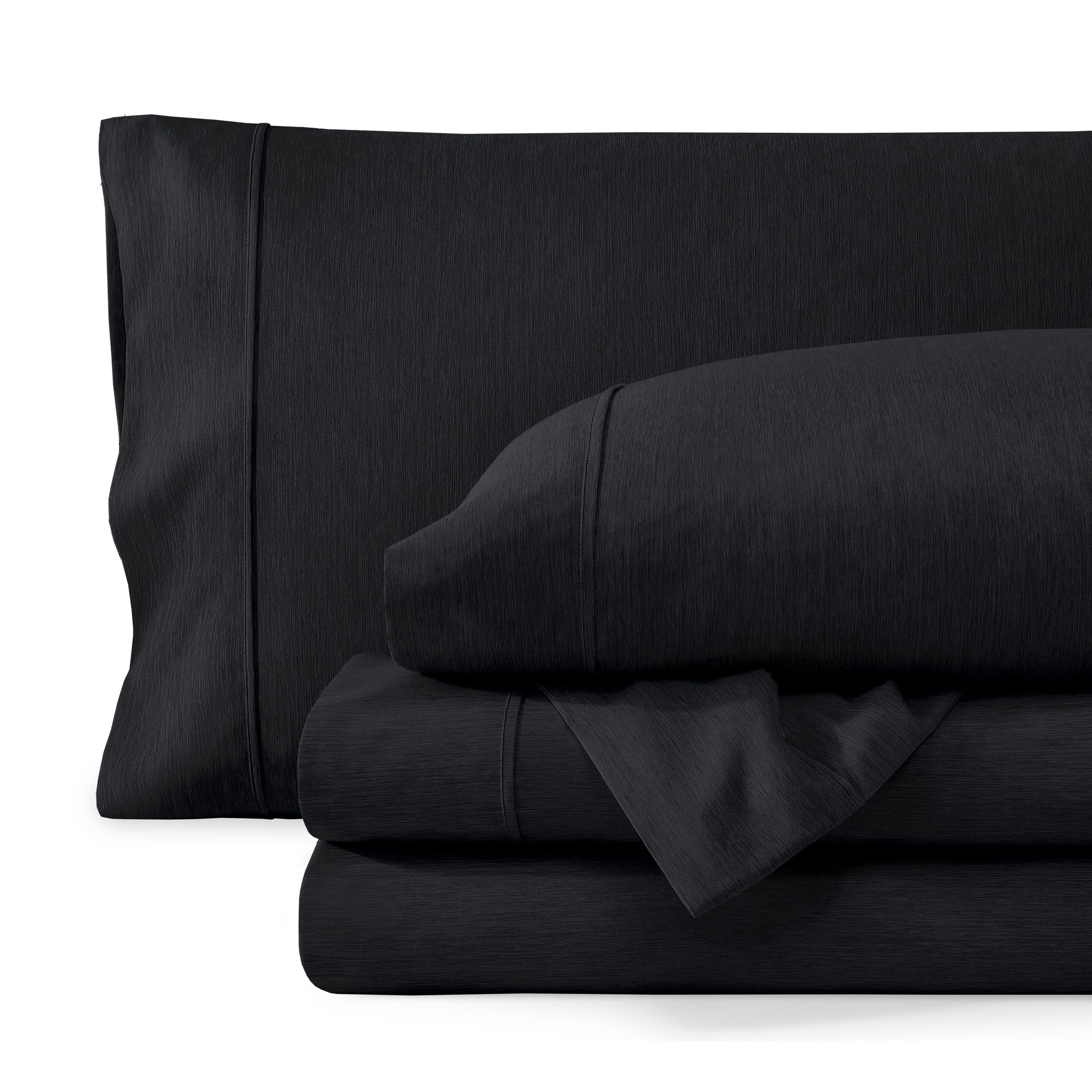 Photo 1 of (used needs washing )Bare Home Split California King Sheet Set - 1800 Ultra-Soft Microfiber Double Brushed - Deep Pockets - Easy Fit - 5 Piece Set - Bed Sheets (Split Cal King, Heathered Black)