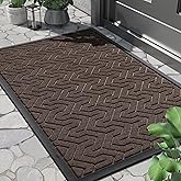 Yimobra Large Door Mat Outside Entrance 36x24, Waterproof Heavy Duty Outdoor Mats for Front Door, Non Slip Rubber Entry Mat for Garage Patio Indoor, Easy Clean, Brown
