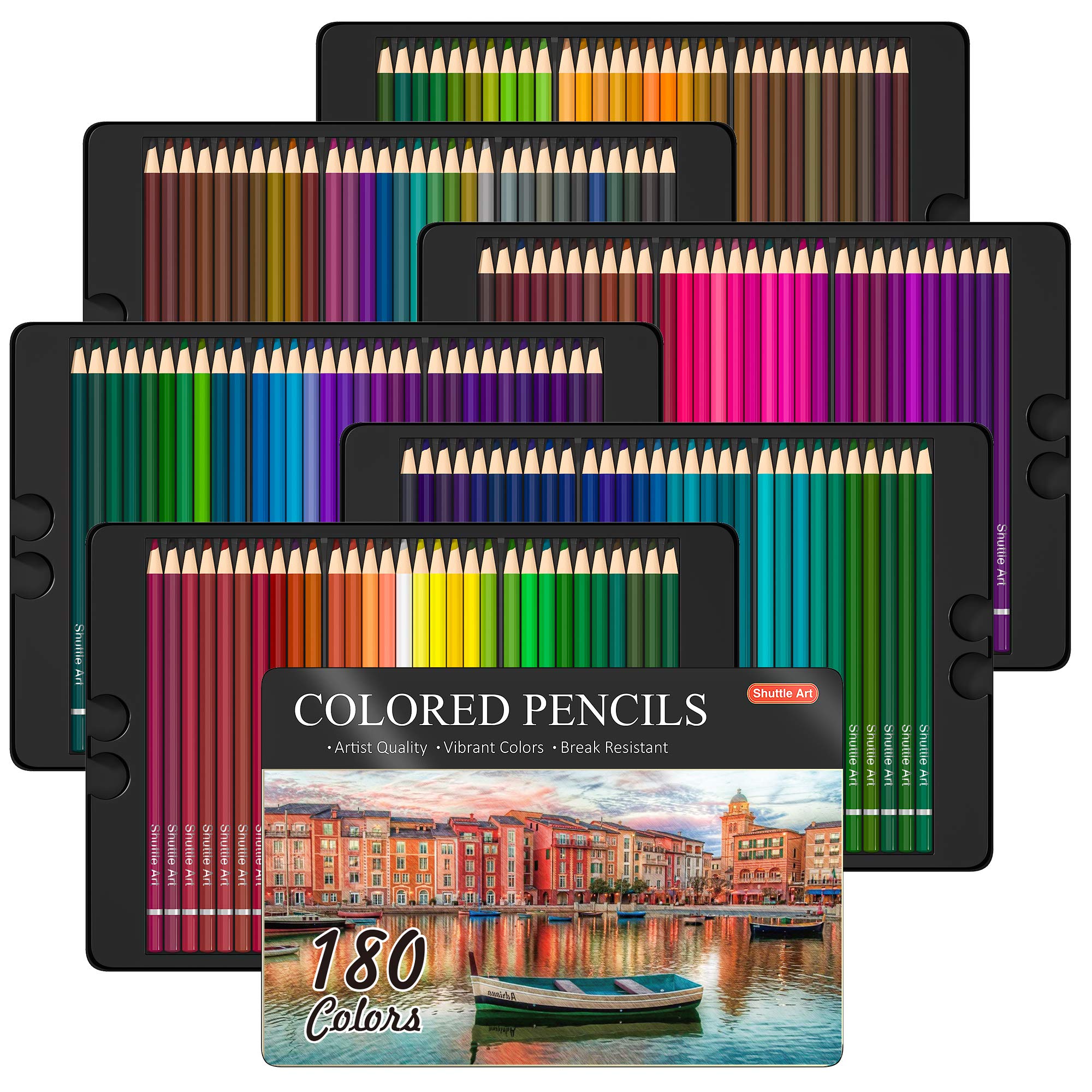 180 Colored Pencils, Shuttle Art Soft Core Coloring Pencils Set with 4 Sharpeners, Professional Color Pencils for Artists Kids Adults Coloring Sketching and Drawing