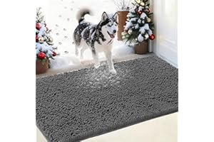 IM HOME Chenille Absorbent Outdoor Doormat 36" x 24", Washable Muddy Door Mats for Dog Non Slip Indoor Doormat Dog Mat for Muddy Paw Front Inside Doormats for Entryway Grey