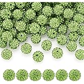 Green Rhinestone Beads Craftdady 100Pcs 10mm Crystal Rhinestone Bracelet Bead Pave Disco Ball Clay Beads Polymer Clay Round Loose Bead for Bracelet Necklace Earring Jewelry Making