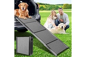 HEALLILY 71''x 20'' Dog Ramp, Dog Ramp for Car, Car Ramps for Pets Up to 300LBS, Folding Dog Stairs, Pet Ramp with Non-Slip Rug Surface, Extra Long Dog Steps for Car, SUV, Truck, Wire Loop