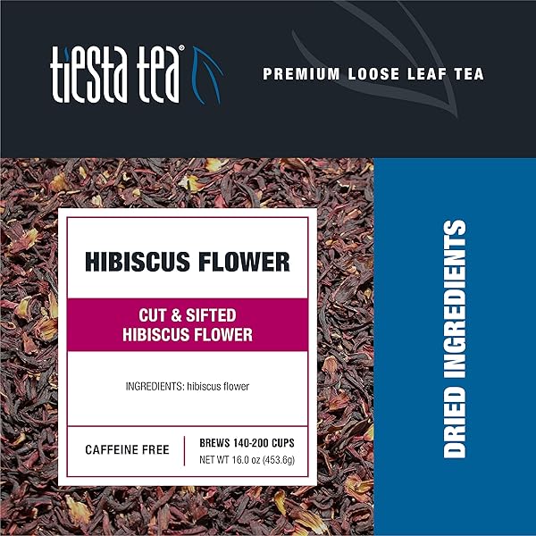 TIESTA TEA – DRIED HIBISCUS, LOOSE LEAF, CUT & SIFTED HIBISCUS FLOWER, PREMIUM BLEND, NON-CAFFEINATED, MAKE HOT OR ICED & BREWS UP TO 200 CUPS, 16 OUNCE RESEALABLE BULK POUCH