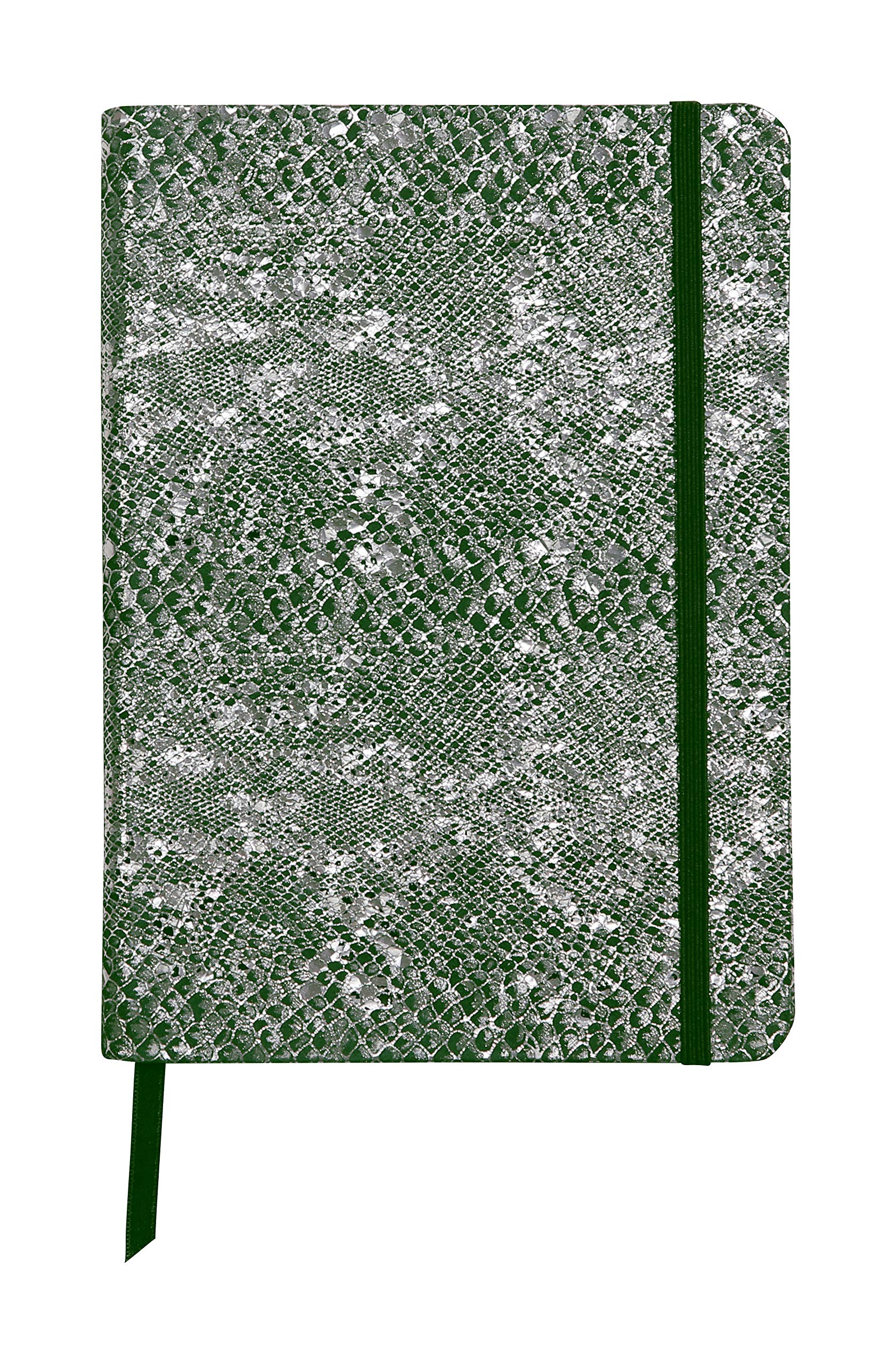 Clairefontaine 400118C - One A5 Notebook - Made of Genuine Lambskin Leather Soft Cover - Dimensions: 14.8x21 cm - 144 Ruled Pages, Green and Silver Celeste