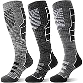 Anlisim 3 Pairs Unisex Merino Wool Ski Thermal Warm Thick Knee High Long Socks