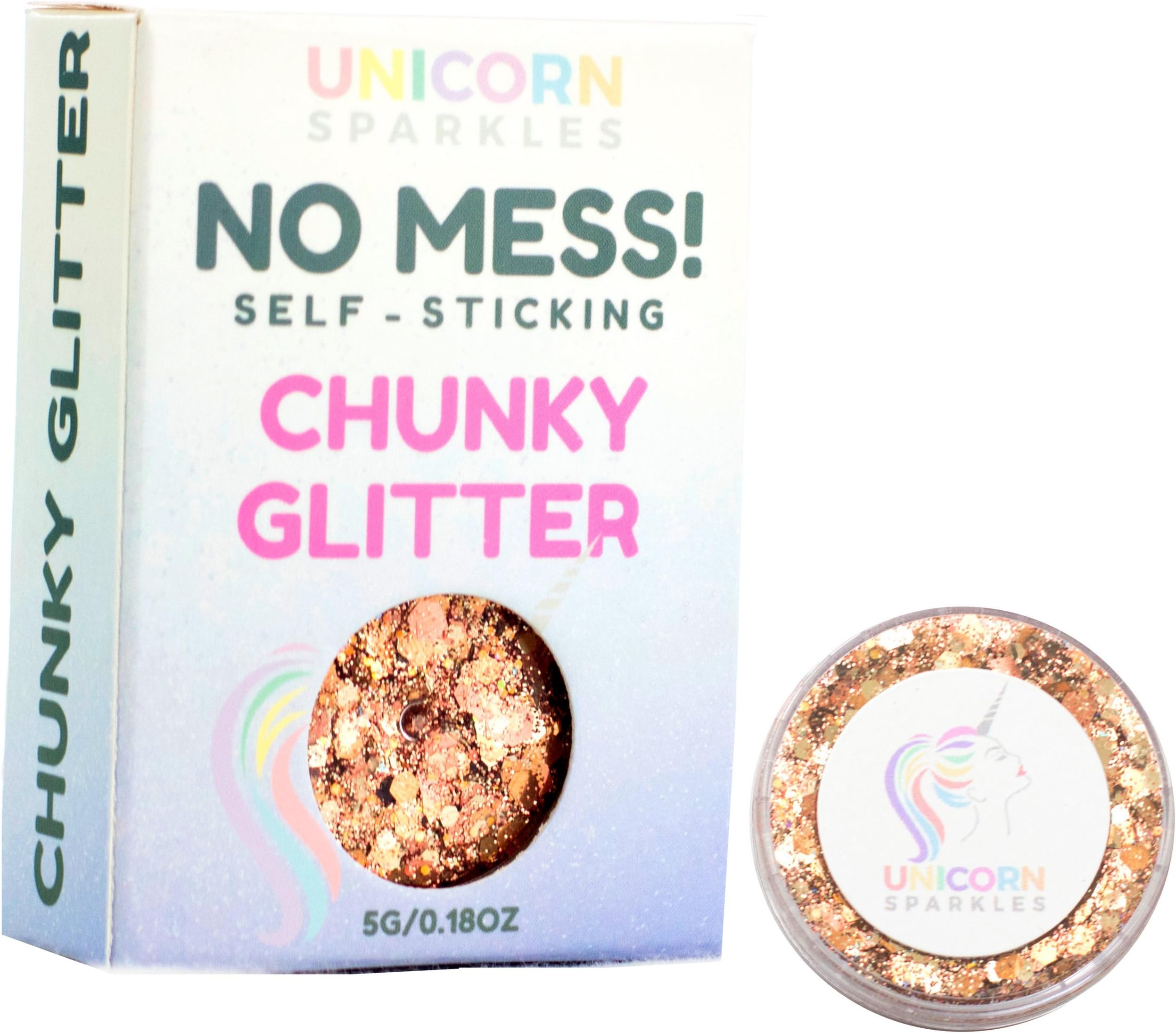 Autumn Gold Chunky Glitter | Self-Sticking, Aloe Vera Based, No Glitter Primer Needed | Cosmetic Glitter Gel for Face & Body | by Unicorn Sparkles | Events, Festival, Party & Rave Makeup