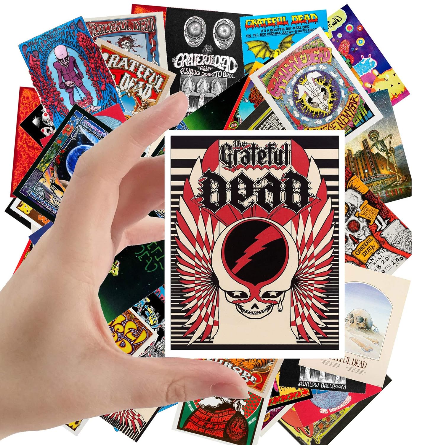 Large Stickers (24 pcs 2.5"x3.5") Grateful Dead Vintage Posters Movies Psychedelic Artwork